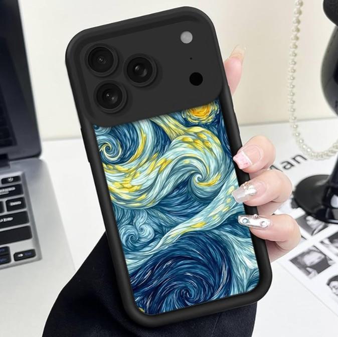 Branwen for iPhone 17 Pro Max Case 6.9 inch Textured Starry Swirl Pattern, Step Design Soft Touch Case, Artistic, Bold, Modern Style, Women Teens, Daily Gift