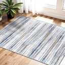 2.8×10ft Small Washable Area Rug: Non-Slip Indoor Door Mat for Entrance Doorway Kitchen Bedroom Living Room - Abstract Farmhouse Throw Rug for Modern Home Decor Navy Grey