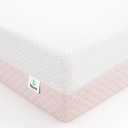 Dourxi Crib Mattress, Dual Sided Comfort Memory Foam Toddler Bed Mattress, Triple-Layer Breathable Premium Baby Mattress for Infant and Toddler w/Removable Outer Cover - White&Pink