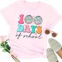 100 Days of School Shirt Retro Disco Hearts 100th Day of School T-Shirt Teacher Life Tees School Celebration Gift Tops (XX-Large)