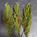 Artificial Christmas Norfolk Pine Branches - 3 Pcs 27.5" Real Touch Faux Greenery Stems with Red Berry Pine Cones Picks for Vases Xmas Tree DIY Craft Wreaths Garland Holiday Outdoor Indoor Decor