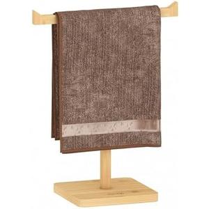 Adhoklop Towel Rack T-Shape Hand Holder, Bamboo Standing Towel Rack for Bathroom Kitchen Vanity Countertop
