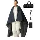 Ourea Battery Operated Heated Blanket for Outdoor Use-Rechargeable 12v Cordless Heated Blanket with 3 Heating Levels, Includes 20000mAh Power Bank, Portable for Camping, Car, Stadium, Indigo