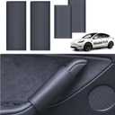 2025 Tesla 4PCS Grab Handle Cover Model Y Model 3 2017-2025, Tesla Inside Door Handle Protector, Tesla Cover Door Handle Anti-Scratch Leather Handle Plate Model Y Model 3 Accessories