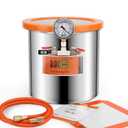 BACOENG 3 Gallon Tempered Glass Lid Vacuum Chamber, Stainless Steel Degassing Chamber Kit for Stabilizing Wood, Degassing Silicones, Epoxies and Essential Oils