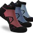 Hylaea Athletic Running Socks Cushion Padded Moisture Wicking Low Cut (X-Large, 3 Pairs Red Blue Green)
