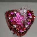 Moucuny Heart Wreath for Front Door Heart Shaped Wreath with Light String and Bowknot Tinsel Garland Decoration for Door Wall Window Party Decor(Pink)