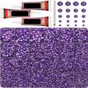 32000Pcs Dark Lavender Rhinestones for Bedazzling, Resin 2,3,4,5,6mm Mix Sizes Flatback Bedazzler Kit Bulk Gems Diamonds Gemstones Jewels Stones Crystals with B7000 Glue for Crafting Crafts Clothes