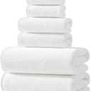 REDKISS Ultra Soft 6 Piece Towel Set, Premium White Towels for Bathroom, Highly Absorbent, Quick Dry, Lightweight Bath Towels Set Collection, Includes 2 Bath Sheets, 2 Hand Towels, 2 Washcloths