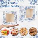 50 Pack Blue Floral Cookie Boxes with Window, Chinoiserie Small Bakery Treat Boxes for Pastry Donuts Macaroon Cupcakes, Wedding Bridal Shower Birthday Tea Party Baby Shower Favors, Flower