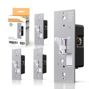 AIDA Toggle Slide Dimmer Switch for Dimmable LED Light/CFL/Incandescent 600 Watt max, Single-Pole or 3-Way, Rocker On/Off Wall Switch with Dimmer Slider, Wall Plate NOT Included, UL, White, 4 Pack AIDA Toggle Slide Dimmer Switch for Dimmable LED Light/CFL/Incandescent 600 Watt max, Single-Pole or 3-Way, Rocker On/Off Wall Switch with Dimmer Slider, Wall Plate NOT Included, UL, White, 4 Pack