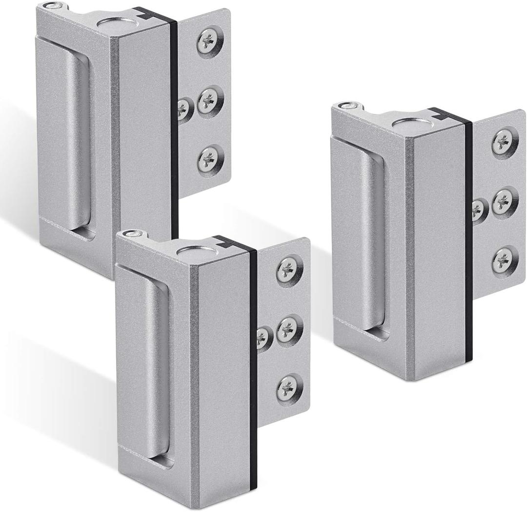 3Pack Home Security Door Reinforcement Lock, Childproof Door Lock Defender, High Security to Home Prevent, Aluminum Construction Finish (3)