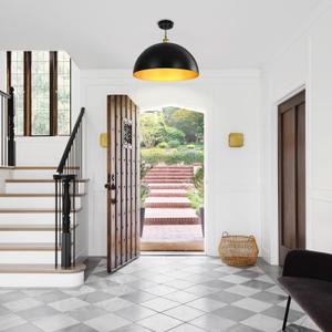 20 Inch Black-Farmhouse Dome Pendant-Light Hanging-Lamp Fixtures
