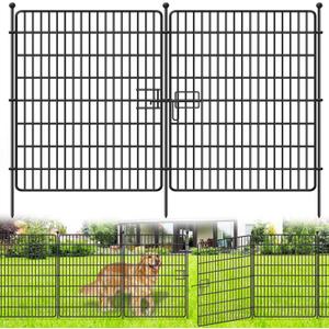 15 Panels No Dig Fence with Gate, 32 in(H) X 36 ft(L) Garden Decorative Fence Animal Barrier for Dogs, Rustproof Metal Garden Edging Border for Outdoor, Yard, Patio, Black