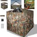 Hunting Blind Top See Through with Skylight and Roof Cover, 360 Degree View Ground Blind for Hunting, 2/3 Person Pop Up Camouflage Deer/Turkey Tent