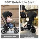 QPlay Toddler Bike Stroller for Baby 10 Months to 6 Years Old, 8-in-1 Foldable Stroller Bike for Toddlers 3-5 Boys & Girls Gifts Trike Adjustable Handle, Triple Footrest, Canopy & Storage Bag