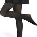 Girls Fleece Lined Tights Kids Warm Thermal Winter Thick Leggings Pantyhose Fake Translucent Pants for School Dress (4-6 Years, Black Footed)