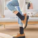 Loritta Wool Socks for Women, Winter Warm Stocking Stuffers Gifts for Women Cabin Crew Hiking Boot Socks (Large, B5-solid Color 01)