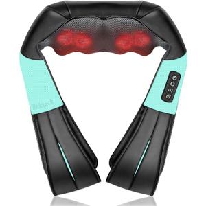 Nekteck Shiatsu Neck and Back Massager with Soothing Heat, Electric Deep Tissue 3D Kneading Massage Pillow for Shoulder Leg Full Body Muscle Pain Relief, Car Office and Home Use (Blue)