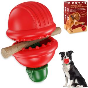 Dog Chew Toy with Bully Stick Holder, Non-Toxic Durable Interactive Puzzle Toy for Slow Feeding, Teeth Cleaning, and Training, Suitable for Large, Medium, Small Dogs, Red