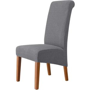 DUXDJRRE Dining Room Chair Covers, Stretch Polar Fleece Long Back Seat Case for Living Office Reception(Dark Gray,XL Size (6075cm))