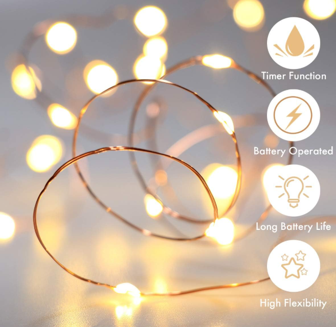 3 Pack LED Fairy String Lights Battery Operated with Timer, 10Ft 30LEDs Battery Powered Copper Wire Mini Firefly Twinkle Lights for Bedroom, Christmas, Wedding, Party Decoration, Warm White