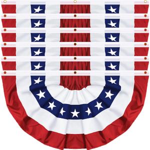 6 Pack 3x6 FT American Bunting Flag, USA Pleated Fan Flag Patriotic Half Fan Banner 4th of July Decorations Outdoor Memorial Day Decor Fourth July Independence Day Outside Red White and Blue Decor
