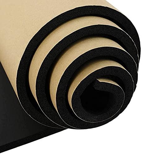 3/4''T x 12''W x 59''L Neoprene Sponge Foam Rubber Sheet Roll with Self-Adhesive Easy Cut DIY Adhesive Padding Perfect Cosplay Multi-Function Soundproof, Black
