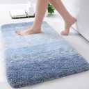 Arotive Microfiber Bathroom Rugs, Shaggy Soft and Absorbent Bath Rug, Non-Slip, Thick Plush Machine Washable Dry Bath Mats for Bathroom, Tub and Shower, 24x16, Light Blue, Rectangular