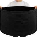 OIAHOMY 105L Blanket Basket for Living Room, Large Basket 23.6" x 23.6" x 14.6" with Handle, Laundry Hamper for Blankets, Pillows, Toy Storage for Kids, Dogs - Black