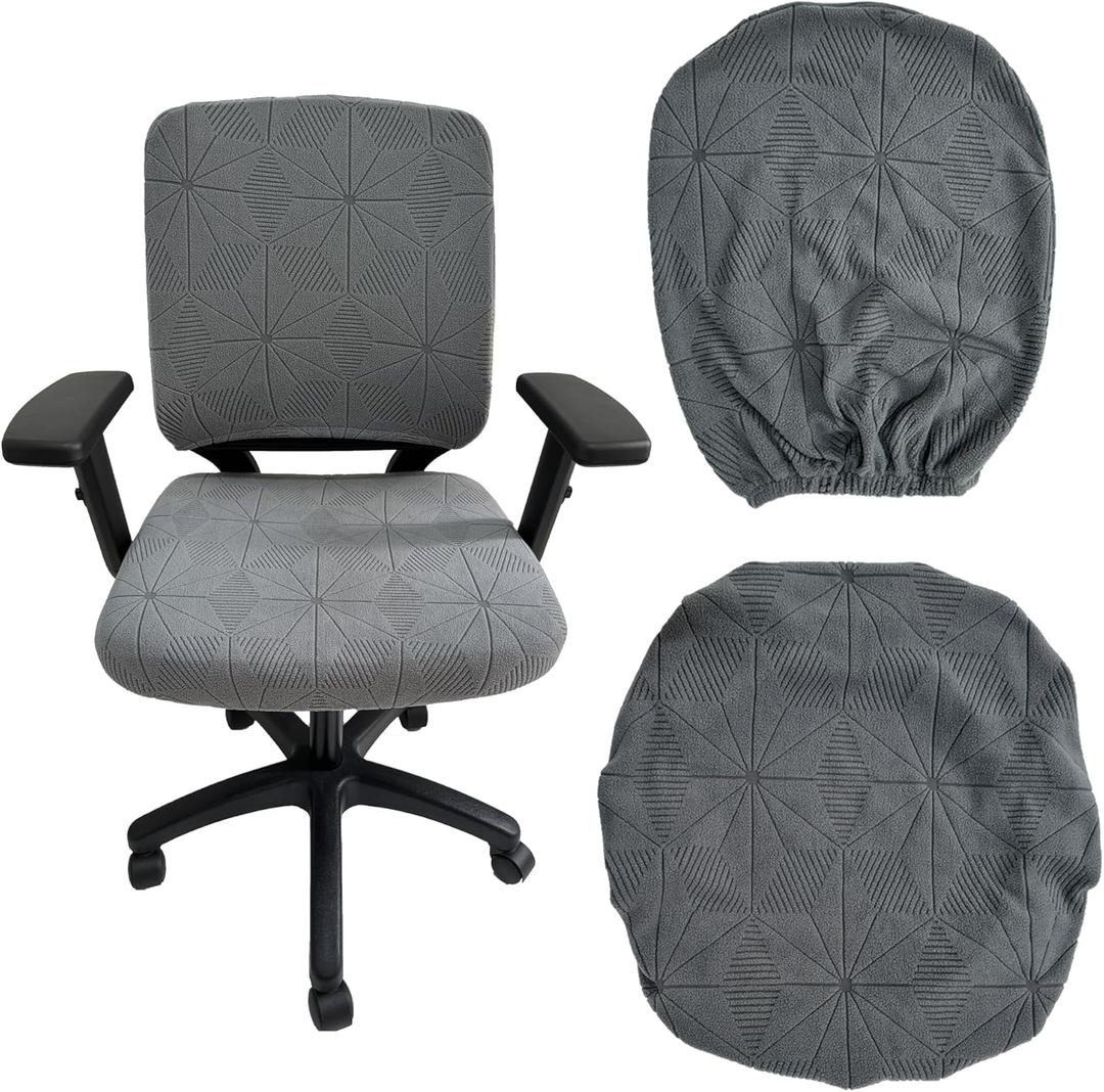 High Elasticity Anti Slip Office Chair Cover, Split Design for Easy Installation,Universal Desk Chair Cover wear-Resistant and Scratch Resistant (Light Gray, Chair seat Cover + Back Cover)