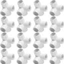 20 Pack 4-Way 1 Inch PVC Elbow Fitting, PVC Pipe Connectors for Greenhouse Shed Pipe Fittings