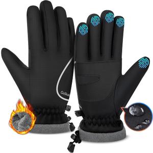 Winter Gloves for Women Men, Waterproof and Warm, Sensitive Touch Gloves for Cycling Running Working Outdoor Activities, Black (Large)