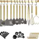 Gold Kitchen Utensils Set, Kyraton 38 Piece Silicone kitchen Cooking Utensils Set with Utensil Rack, Spoon Spatula Set, Non-Stick kitchen Gadgets, Dishwasher Safe
