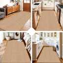 3x6 Kitchen Runner Rug Washable Non Slip: Solid Color Pattern Faux Jute Rug - Thin Easy Clean Indoor Farmhouse - Boho Rugs for Entryway Kitchen Hallway Bedroom Modern Home Decor Mat (Beige,3x6)