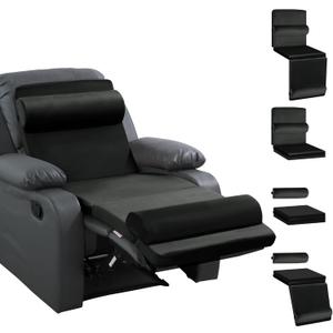 HOMBYS 5-in-1 Recliner Seat Cushion for Elderly+Lumbar Support Pillow + Leg Pad, with Adjustable Half Moon Neck Pillow & Footrest, Foam Filling with Velvet Fabric, Thick & Non-Slip, Black