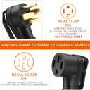 Tellegloww 10FT NEMA 14-30P to 14-50R EV Charger Adapter Cord 30 Amp 4 Prong Dryer to 50 Amp EV for Level 2 Charging, Only for 4 Prong New Dryer Outlet, STW 10 AWG/4C, ETL Listed