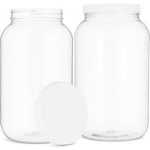 kitchentoolz 1 Gallon Large Plastic Mason Jar with Airtight Lid - Tall Storage & Pantry Container - Made in USA - Pack of 2