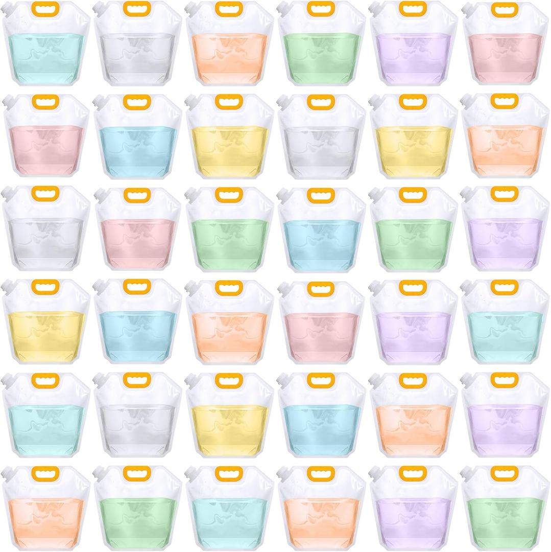Tessco for you 36 Pcs 1.3 Gallon Collapsible Water Storage Bag Water Container Emergency Jug Plastic Storage Pouch Freezable Carrier Tank Foldable Bottle for Outdoor Sport Camping (Clear)