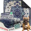PUPIBOO Washable Pee Pads for Dogs & Cats 54x 54 Super Absorbent Reusable Puppy Training Pads - 100% Waterproof, Leak-Proof, Non-Slip Pet Pads for Housebreaking, Whelping & Indoor Floor Protection