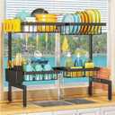 2 Tiers 4 Baskets (one More Than Others) Over The Sink Dish Drying Rack,fits All Sinks (from 24.8" to 35.4"),2-Tier Adjustable Sink Rack,Dishes Rack Kitchen Storage Organizer Space Saving