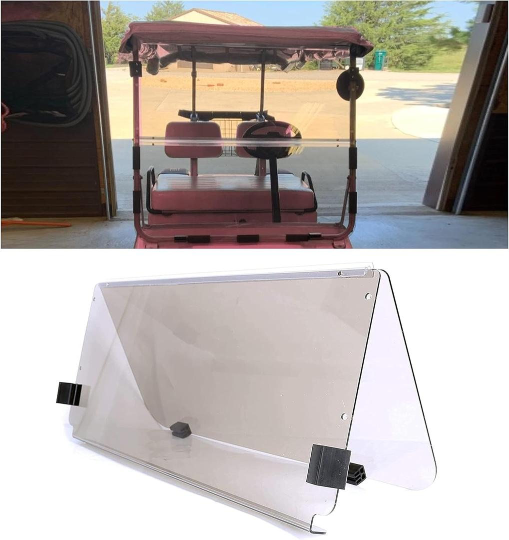 KUAFU Smoke/Tinted Windshield Compatible with 1982-2000.5 Club Car Golf Carts DS Model Fold Down 39.25"W X 36.75"H