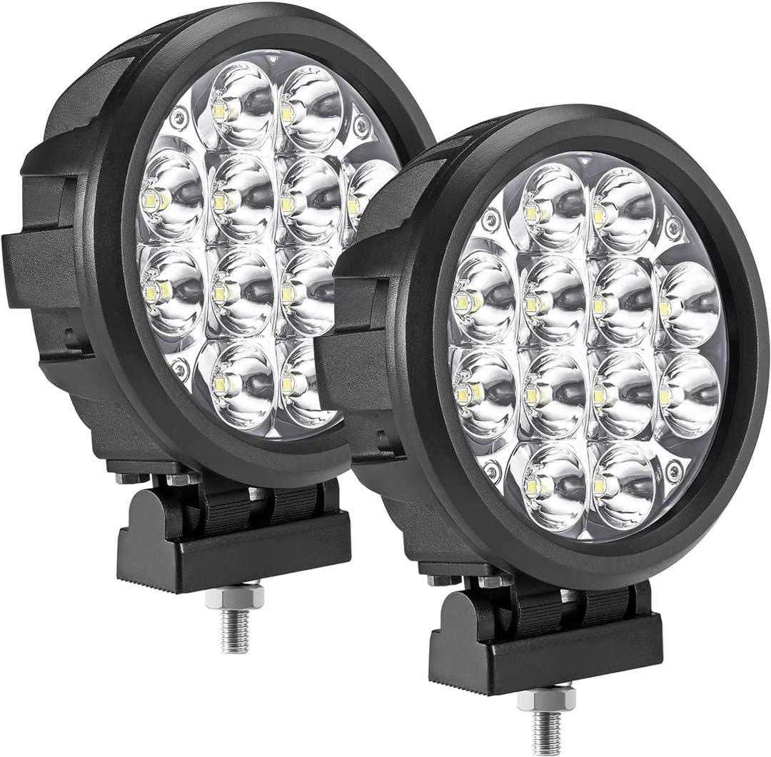 2Pcs 60W Spot Beam 6 Inch Round LED Work Light Driving Lights Spotlights for Off Road 4x4 Pickup Truck