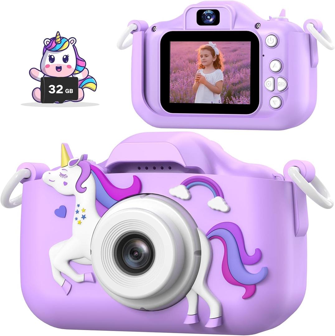 Mgaolo Kids Camera Toys for 3-12 Years Old Boys Girls Children,Portable Child Digital Video Camera with Silicone Cover, Christmas Birthday Gifts for Toddler Age 3 4 5 6 7 8 9 (Camo Purple)