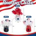 Iceyyyy 6 Set 4th of July Mason Jar Table Centerpiece, Mini Memorial Day Vase Tabletop Decoration with Flowers and Flags, Patriotic Independence Day Decor Centerpiece for Home Tiered Tray Party Favor