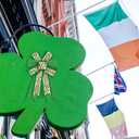 ALIBBON 2Pcs St. Patrick's Day Bows for Wreaths, St Patrick's Wreath Bows, Green Shamrock Bows for Crafts, Irish St. Patrick's Day Decor, St. Patrick's Words Bows for Parades Party Supplies