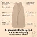 2-Pack Baby Sleep Sacks, Zipper Wearable Blanket - 0.5TOG Organic Cotton, Lightweight,Soft Cozy Infant Sleeping Sack 3-6 months,Easy to Wear Small Newborn Transition Swaddles Sleepsacks(Ecru, S)