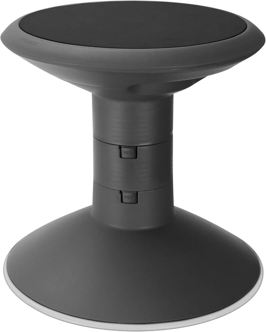 Storex Wiggle Stool  Active Flexible Seating for Classroom and Home Study, Adjustable 12-18 Inch Height, Black (00300U01C)