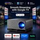 Native 4K Projector for Home Theater, Google TV, 3000 ANSI Lumens | AI auto Focus and Keystone Correction, WiFi, Bluetooth, and dual Hi-Fi Speakers for Home Theater, Gaming, and Outdoor Movies
