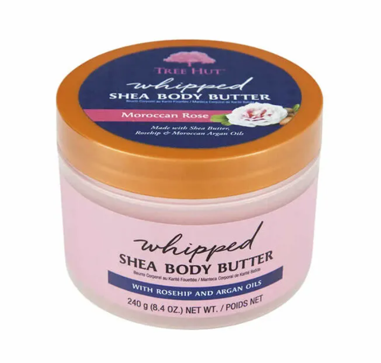 Tree Hut Moroccan Rose Whipped Shea Body Butter, 8.4oz, Lightweight, Long-lasting, Hydrating Moisturizer with Natural Shea Butter for Nourishing Essential Body Care (8.4 Ounce (Pack of 1))